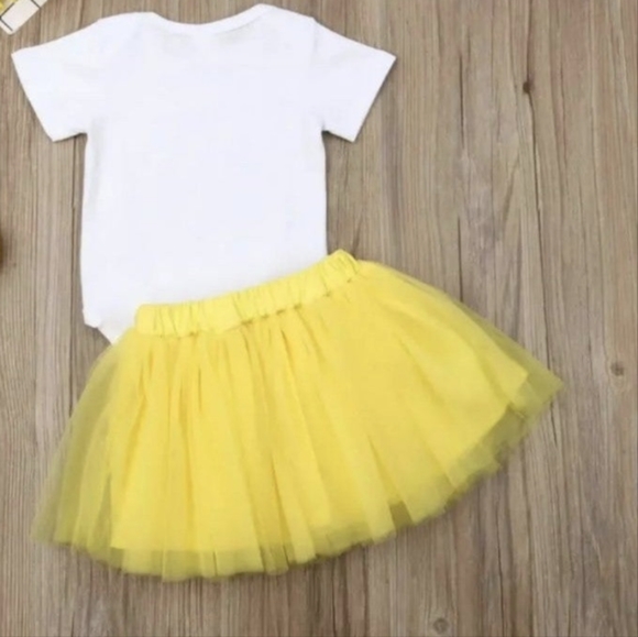 Sunflower Girl Dress Tutu Skirt Easter Spring Outfit Clothes First Birthday - Picture 4 of 5